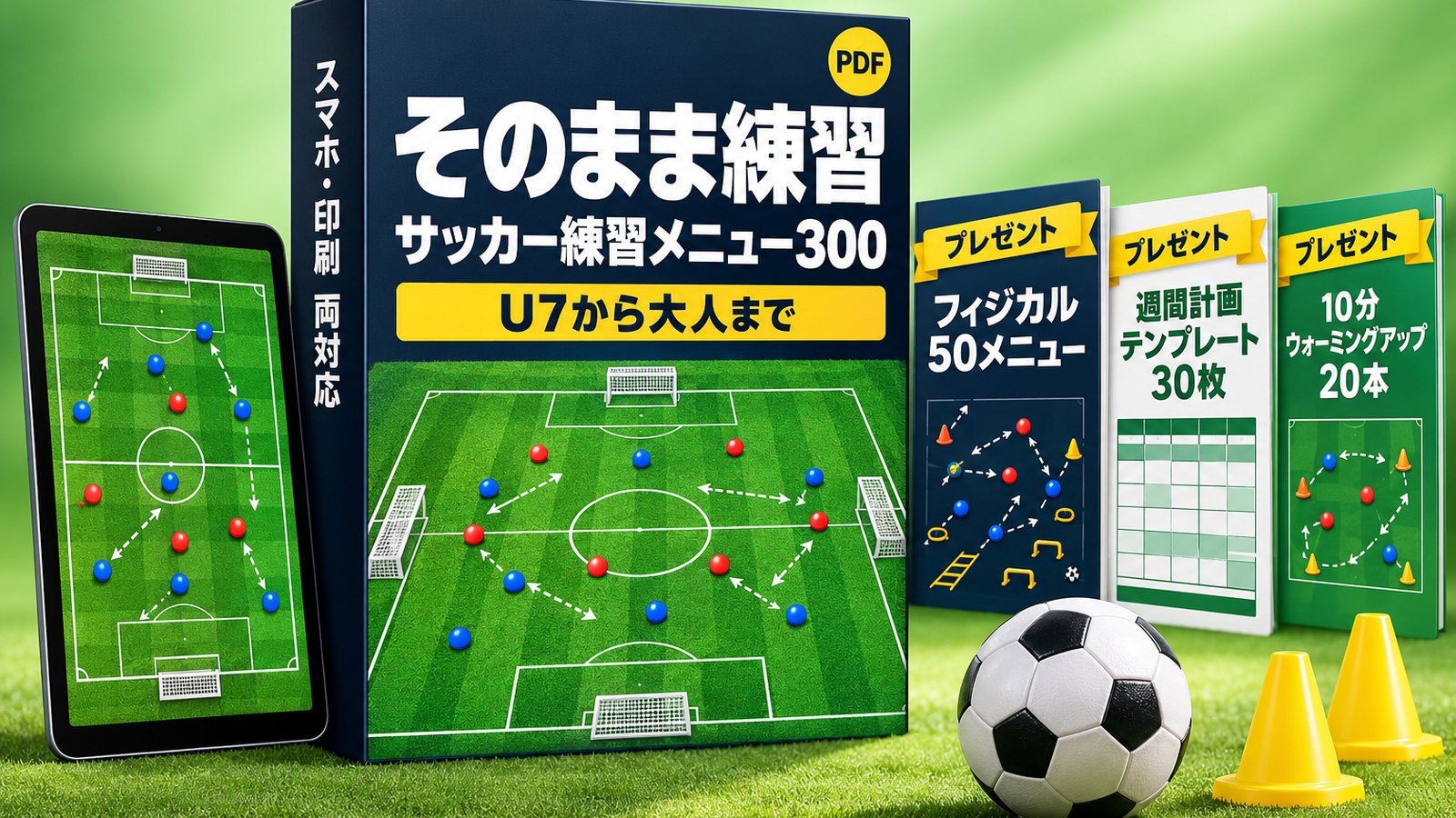 そのまま練習 – サッカー練習メニュー300回分とプレゼント3つ（PDF）